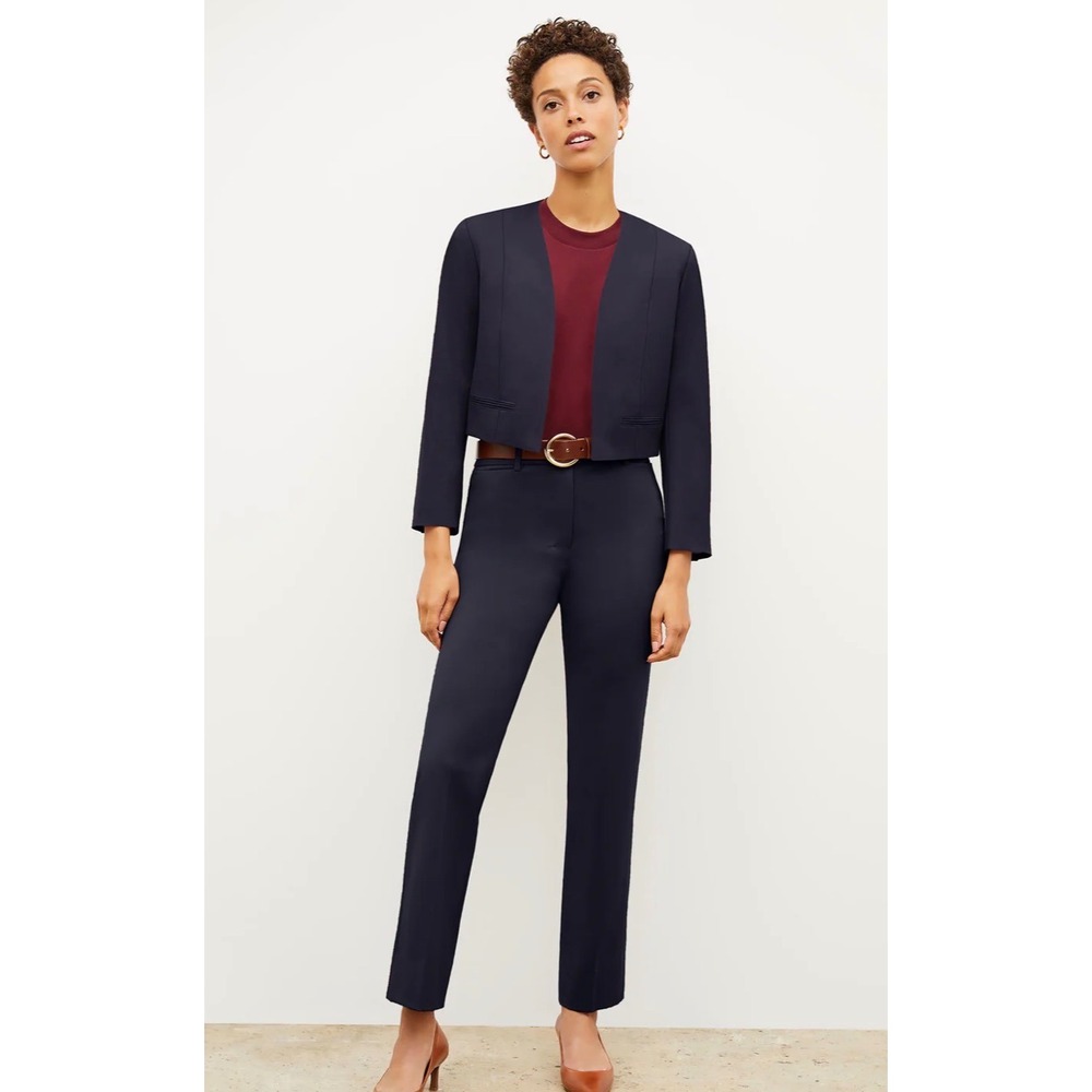MM.LaFleur Hockley Pant Navy Italian Wool Blend Slim Leg Trousers Size 8‎